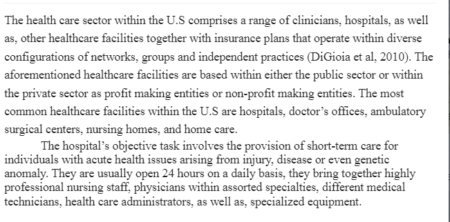 Spectrum of United States’ Healthcare Facilities