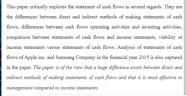 Statement of Cash Flow