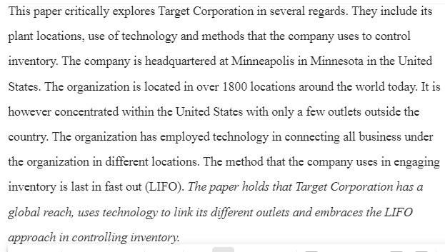 Target Corporation Facilities and Use of Technology