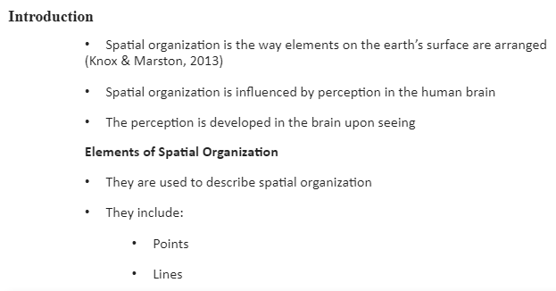 The Concept of Spatial Organization