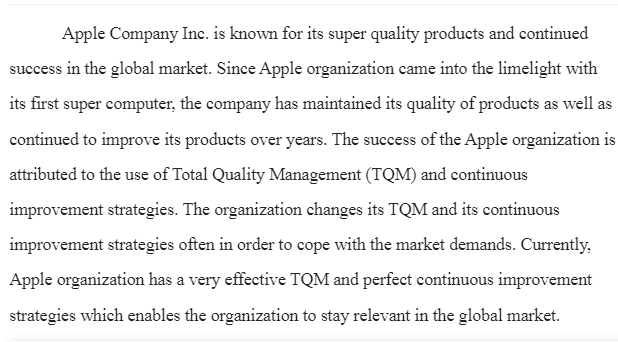 Total Quality Management- Apple Company