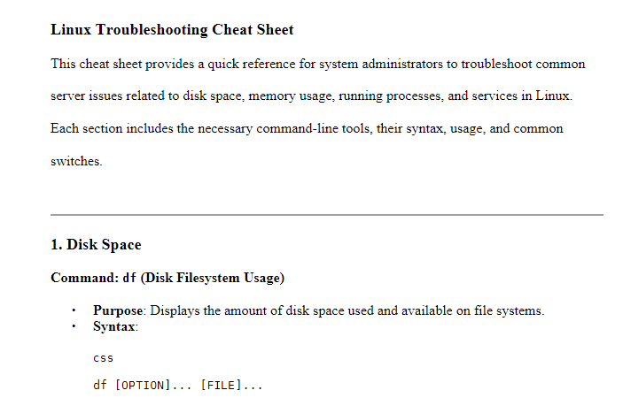 Troubleshooting Cheat Sheet