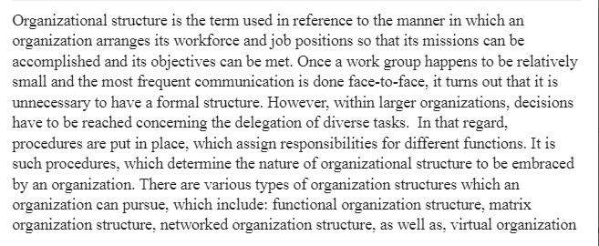 Types of Organizational Structure