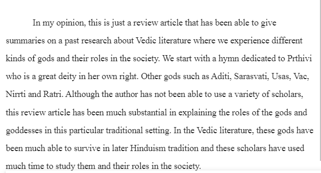 Vedic Literature-Article Review 