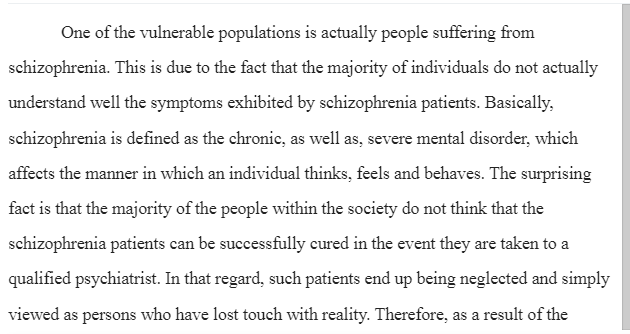 Vulnerable Population (Patients with Schizophrenia)