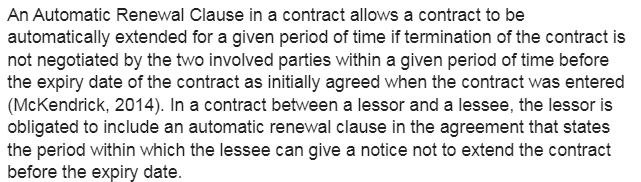 Automatic Renewal Clause in a Contract