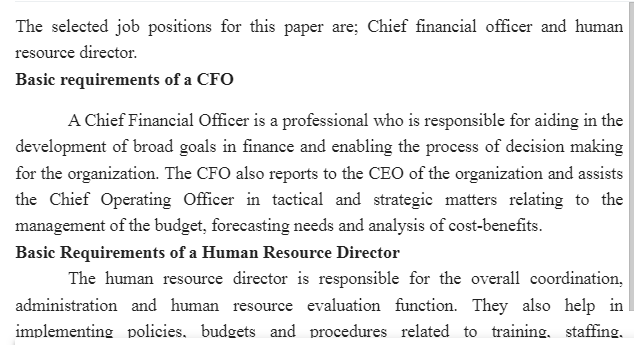 Chief Financial Officer & HR Director Qualifications