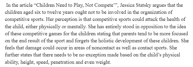 Children Need to Play Not Compete