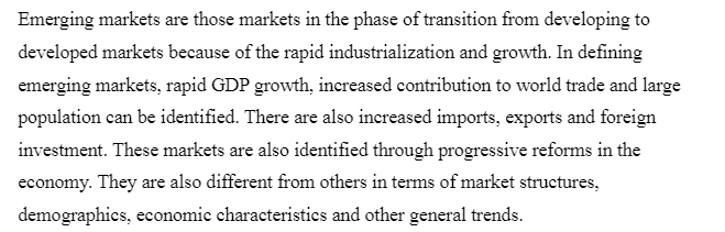 Concepts of Emerging Markets