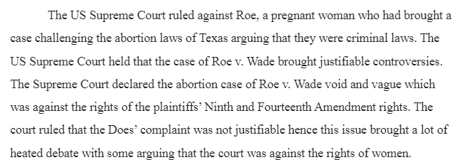 Constitutional Law-Roe v. Wade 