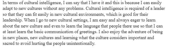 Cultural Intelligence