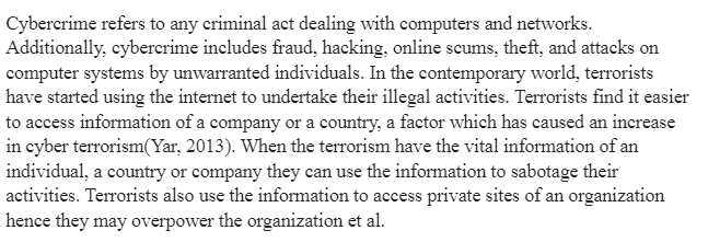 Cyber Crime and Terrorism