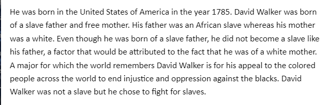 David Walker Role In Emancipation