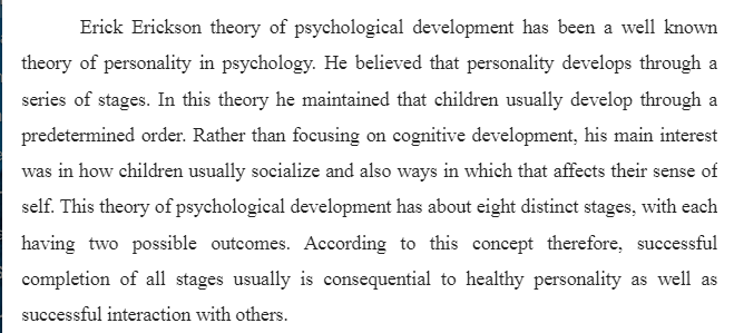 Erickson Stages of Psychological Development