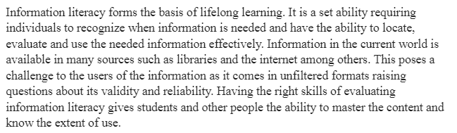 Evaluating Information Literacy