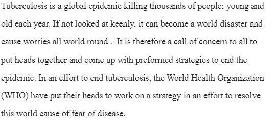 Evaluating a Case Study in Public Health on Tuberculosis