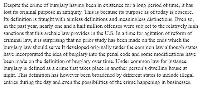 Evolution of Crime of Burglary