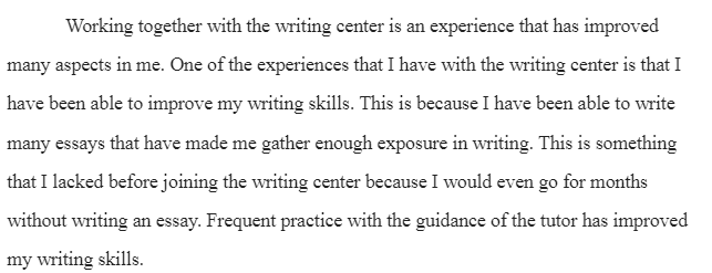 Experience with Writing Center