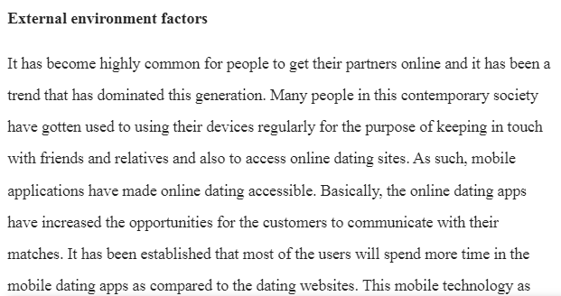 External Environmental Scan for Online Dating Industry 