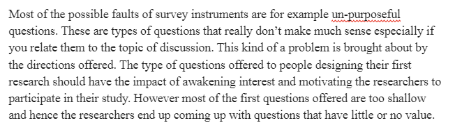 Faults of Survey Instrument Design