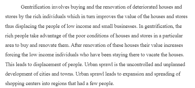 Gentrification and Urban Sprawl