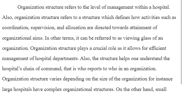 Hospital’s Organizational Structure