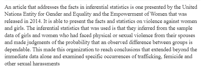 Inferential Statistics Research