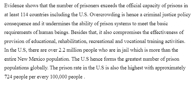 Issues in Criminal Justice-Prison Overcrowding