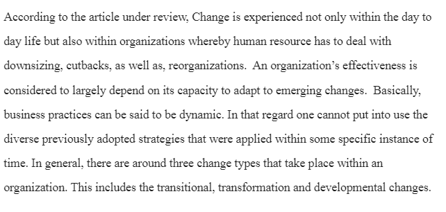 Managing Change and Transitions