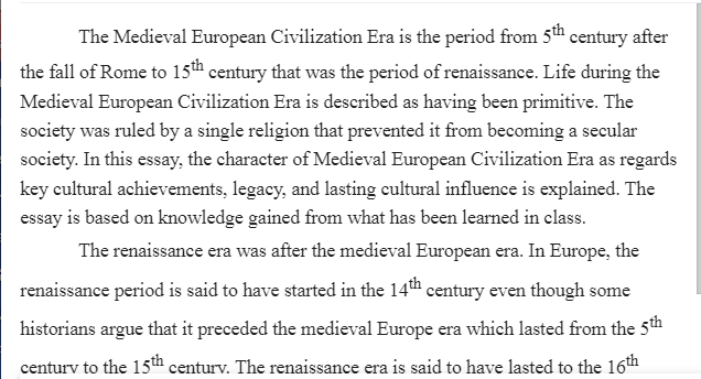 Medieval European /Renaissance Civilization