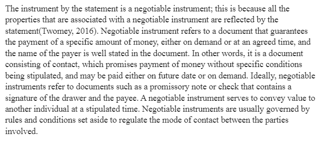 Negotiable Instruments