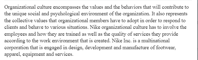 Nike's Organization Culture