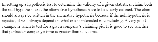 Null and Alternative Hypothesis