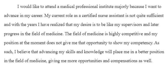 Nursing School Admission Essay