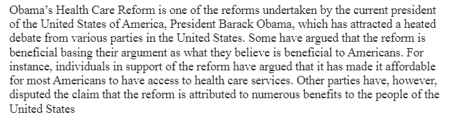 Obama’s Health Care Reform