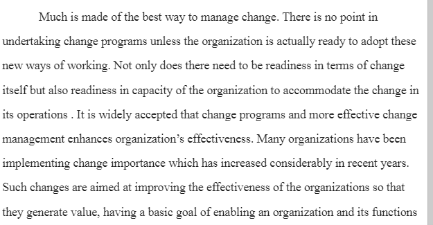 Organization’s Readiness to Change