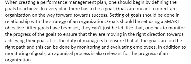 Performance Management Plan