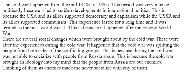 Political and Social Changes of Cold War