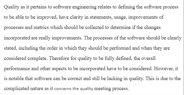 Quality in Software Programs