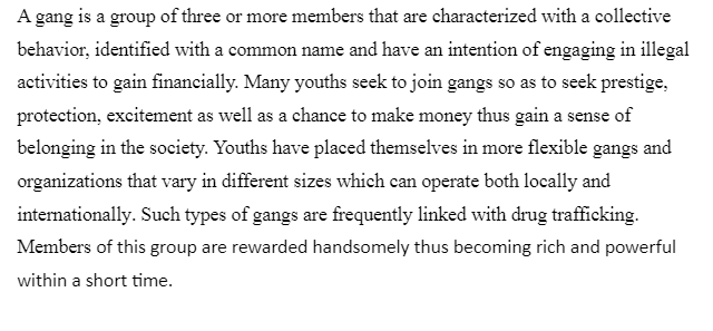 Relationship between Organized Crime and Youth Gangs