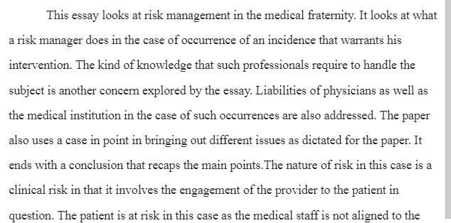 Risk Management and Medical Errors