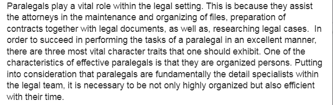 Role of Paralegals