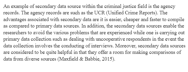 Secondary Data in Criminal Justice Field