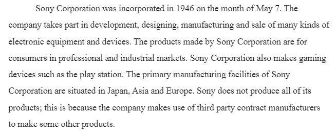 Sony Corporation Analysis