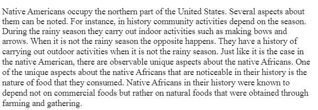 Summary of Native American and African