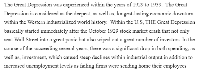 Impact of The Great Depression 