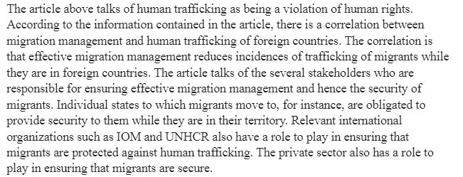 The Human Trafficking Menace