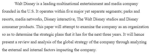 Walt Disney Strategic Plan