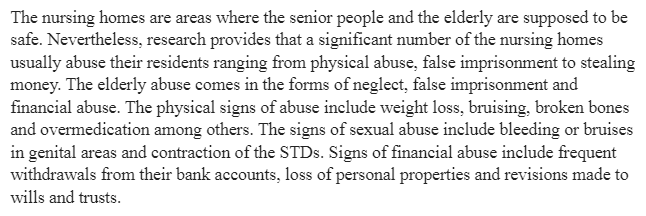 Abuse in Nursing Homes