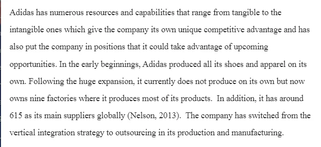 Adidas Resources And Capabilities